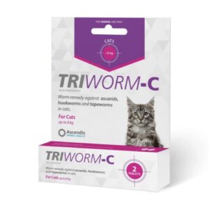 Tri-Worm-C Cat Tabs 2's Up To 8kg Sing