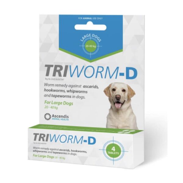 Tri-Worm-D Dog Tabs 4's Lrg 20-40kg