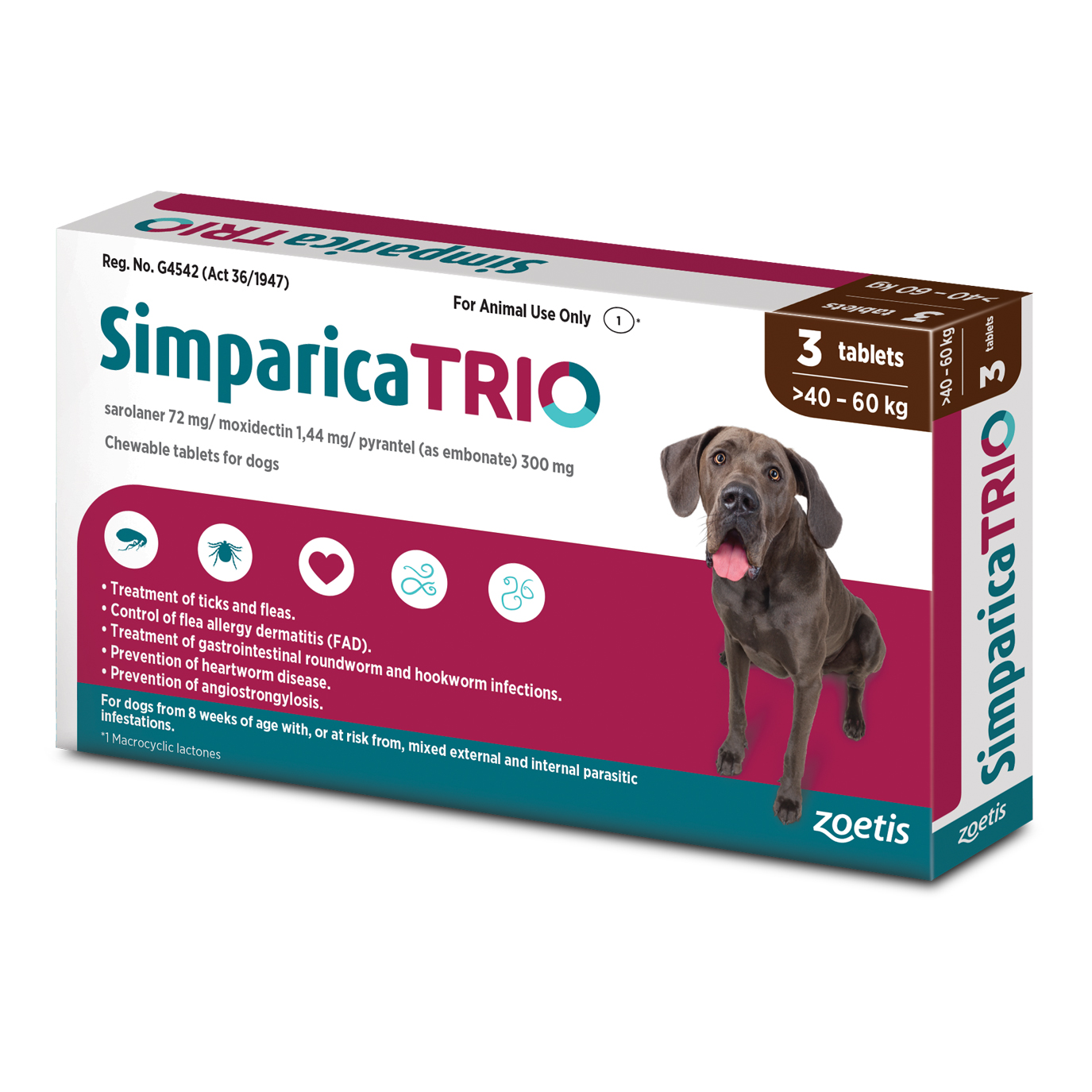 Simparica Trio 40.1kg -60kg 3 Pack