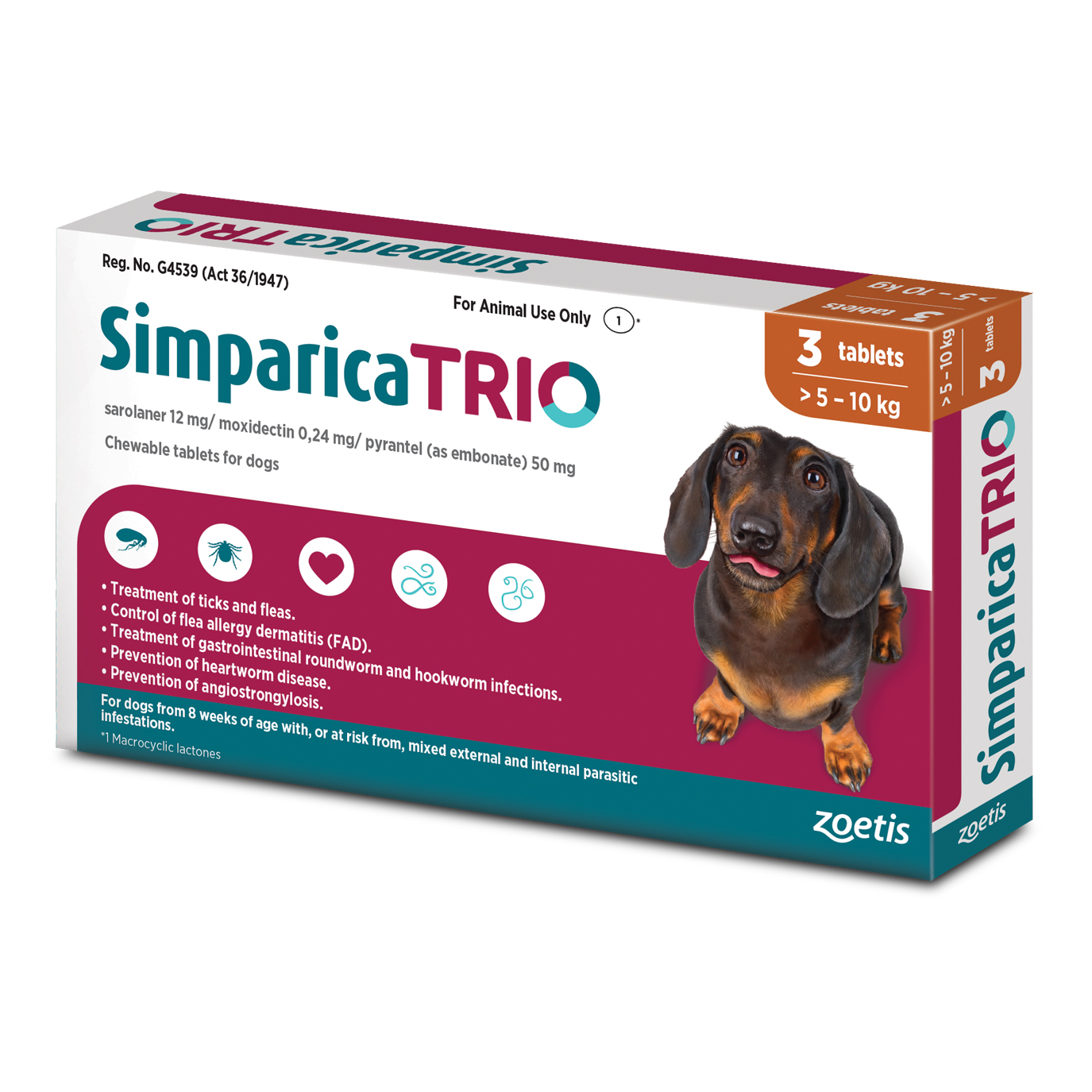 Simparica Trio 5.1kg - 10kg 3 Pack